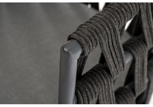  "Диего" стул плетеный из роупа, основание дуб, роуп темно-серый круглый, ткань серая, фото 7 