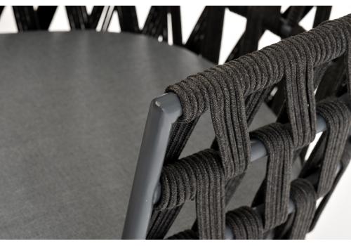  "Диего" стул плетеный из роупа, основание дуб, роуп темно-серый круглый, ткань серая, фото 8 