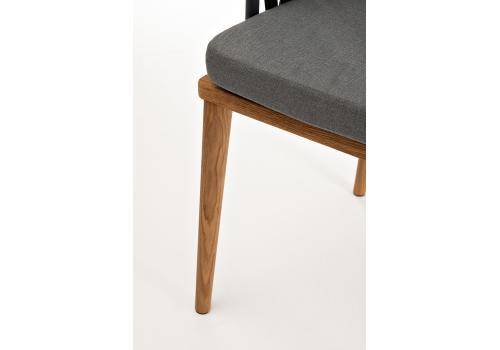  "Диего" стул плетеный из роупа, основание дуб, роуп темно-серый круглый, ткань серая, фото 10 