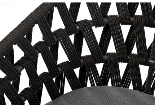  "Диего" стул плетеный из роупа, основание дуб, роуп темно-серый круглый, ткань серая, фото 11 