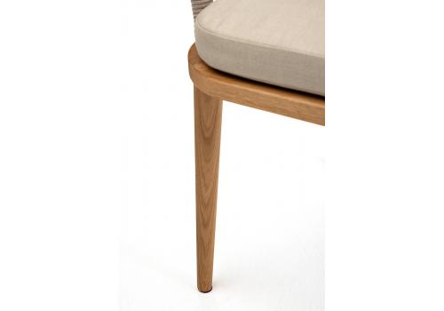  "Лион" стул плетеный из роупа, основание дуб, роуп бежевый круглый, ткань бежевая, фото 9 
