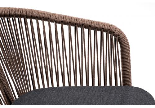  "Марсель" стул плетеный из роупа, каркас алюминий коричневый (RAL8016) шагрень, роуп коричневый круглый, ткань темно-серая, фото 4 