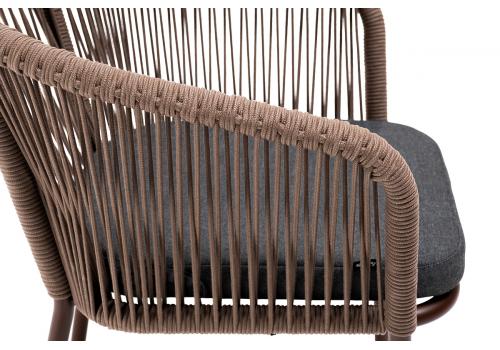  "Марсель" стул плетеный из роупа, каркас алюминий коричневый (RAL8016) шагрень, роуп коричневый круглый, ткань темно-серая, фото 5 