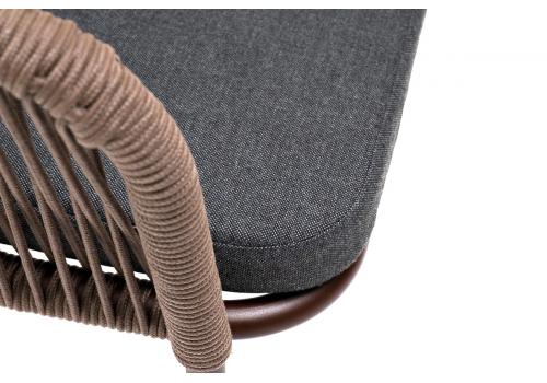  "Марсель" стул плетеный из роупа, каркас алюминий коричневый (RAL8016) шагрень, роуп коричневый круглый, ткань темно-серая, фото 6 