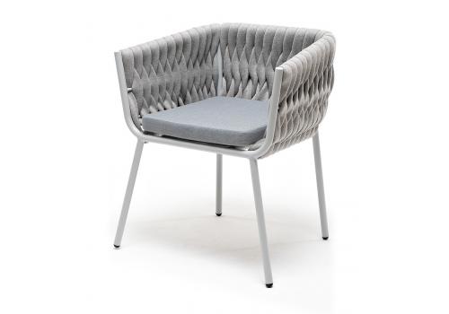  "Монако" стул плетеный из роупа, каркас алюминий светло-серый (RAL7035) муар, роуп светло-серый 40 мм, ткань светло-серая, фото 1 