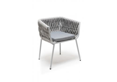  "Монако" стул плетеный из роупа, каркас алюминий светло-серый (RAL7035) муар, роуп светло-серый 40 мм, ткань светло-серая, фото 2 
