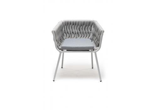  "Монако" стул плетеный из роупа, каркас алюминий светло-серый (RAL7035) муар, роуп светло-серый 40 мм, ткань светло-серая, фото 3 