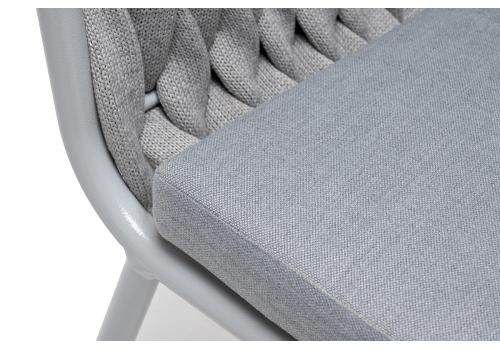  "Монако" стул плетеный из роупа, каркас алюминий светло-серый (RAL7035) муар, роуп светло-серый 40 мм, ткань светло-серая, фото 5 