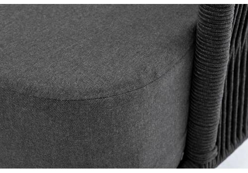  "Верона" диван 3-местный плетеный из роупа, каркас алюминий темно-серый (RAL7024) шагрень, роуп темно-серый круглый, ткань темно-серая, фото 4 