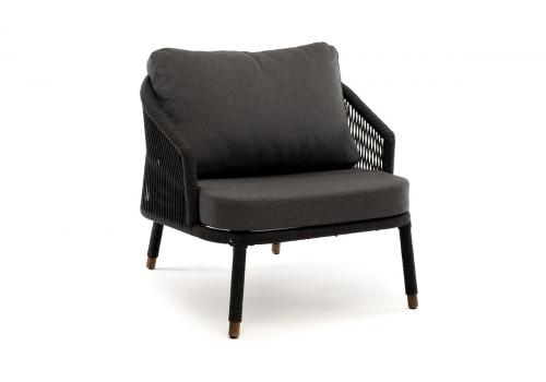  "Верона" кресло плетеное из роупа, каркас алюминий темно-серый (RAL7024) шагрень, роуп темно-серый круглый, ткань темно-серая, фото 3 