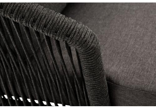  "Верона" кресло плетеное из роупа, каркас алюминий темно-серый (RAL7024) шагрень, роуп темно-серый круглый, ткань темно-серая, фото 4 