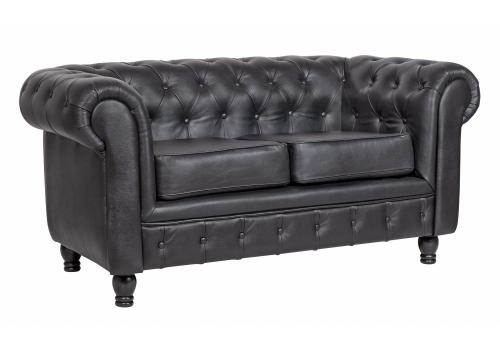  Классический черный кожаный диван Chesterfield black leather 2S, фото 2 