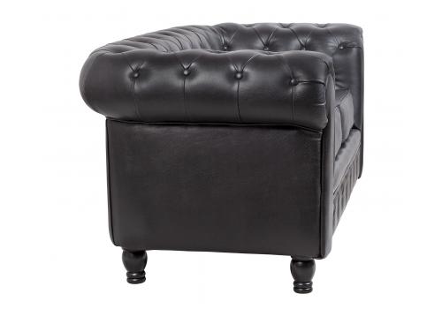  Классический черный кожаный диван Chesterfield black leather 2S, фото 3 