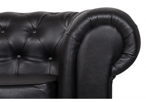  Классический черный кожаный диван Chesterfield black leather 2S, фото 6 