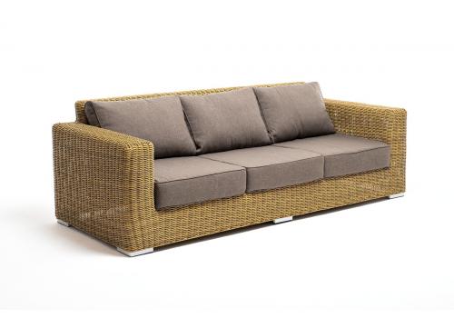  "Боно" диван из искусственного ротанга трехместный, цвет соломенный, фото 3 