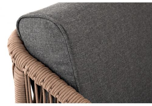  "Канны" кресло плетеное из роупа, каркас алюминий коричневый (RAL8016), роуп коричневый круглый, ткань темно-серая, фото 4 