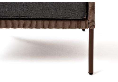  "Канны" кресло плетеное из роупа, каркас алюминий коричневый (RAL8016), роуп коричневый круглый, ткань темно-серая, фото 6 
