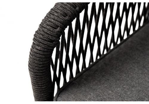  "Канны" кресло плетеное из роупа, каркас алюминий белый, муар, роуп бежевый круглый, ткань бежевая, фото 6 
