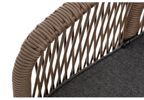  "Канны" диван 2-местный плетеный из роупа, каркас алюминий коричневый (RAL8016) муар, роуп коричневый круглый, ткань темно-серая 019, фото 6 