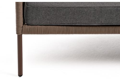  "Канны" диван 2-местный плетеный из роупа, каркас алюминий коричневый (RAL8016) муар, роуп коричневый круглый, ткань темно-серая 019, фото 7 