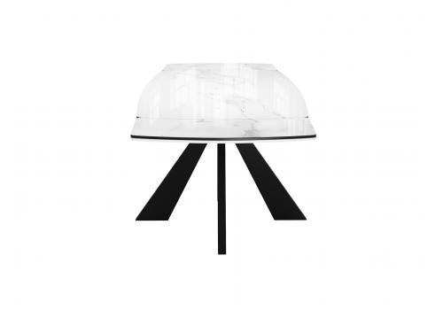  Стол DikLine SFU120 стекло белое мрамор глянец/подстолье черное/опоры черные (2 уп.), фото 5 