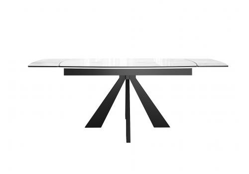  Стол DikLine SFU120 стекло белое мрамор глянец/подстолье черное/опоры черные (2 уп.), фото 2 