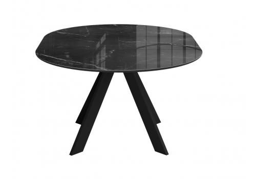  Стол DikLine SFC110 d1100 стекло Оптивайт Черный мрамор/подстолье черное/опоры черные, фото 4 