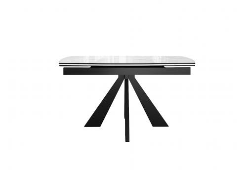 Стол DikLine SFU120 стекло белое мрамор глянец/подстолье черное/опоры черные (2 уп.), фото 3 