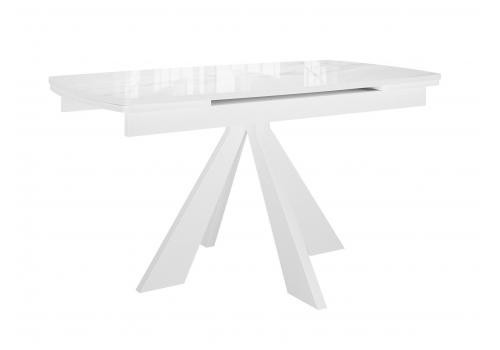  Стол DikLine SFU120 стекло белое мрамор глянец/подстолье белое/опоры белые (2 уп.), фото 1 