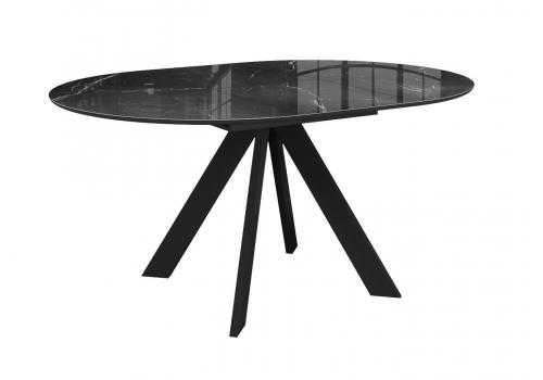  Стол DikLine SFC110 d1100 стекло Оптивайт Черный мрамор/подстолье черное/опоры черные, фото 3 