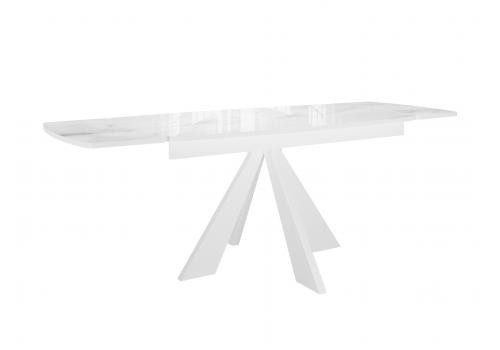  Стол DikLine SFU120 стекло белое мрамор глянец/подстолье белое/опоры белые (2 уп.), фото 4 
