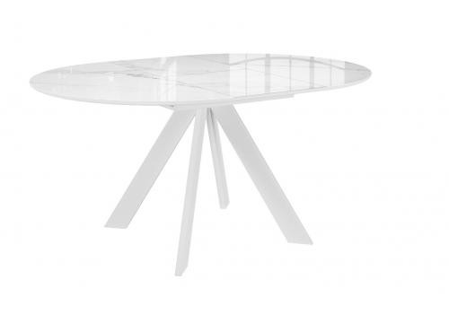  Стол DikLine SFC110 d1100 стекло Оптивайт Белый мрамор/подстолье белое/опоры белые, фото 5 