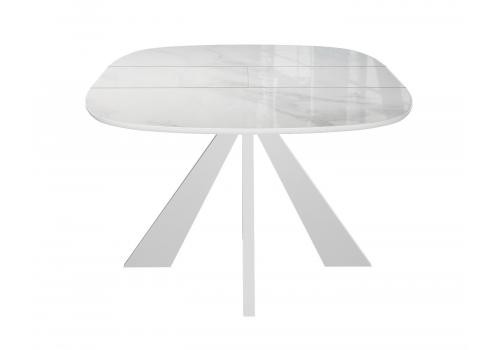  Стол DikLine SFK110 стекло белое мрамор глянец/подстолье белое/опоры белые (2 уп.), фото 6 