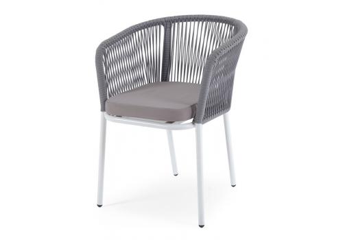  "Марсель" стул плетеный из роупа, каркас алюминий светло-серый (RAL7035) шагрень, роуп светло-серый круглый, ткань Neo ash, фото 1 