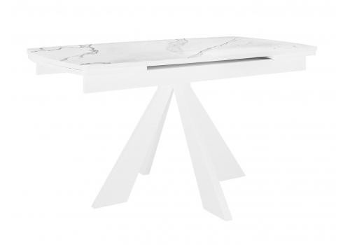  Стол DikLine SKU120 Керамика Белый мрамор/подстолье белое/опоры белые, фото 1 