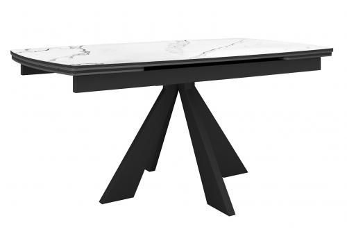  Стол DikLine SKU140 Керамика Белый мрамор/подстолье черное/опоры черные, фото 1 