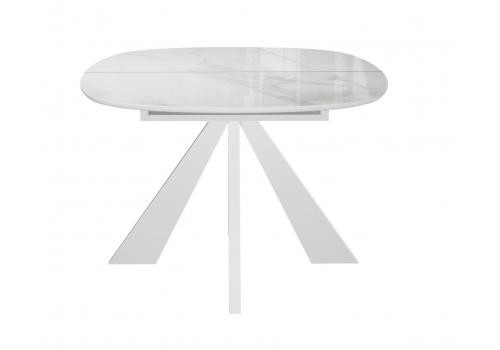  Стол DikLine SFK110 стекло белое мрамор глянец/подстолье белое/опоры белые (2 уп.), фото 5 