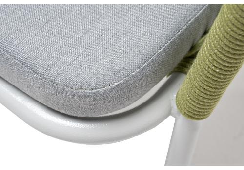  "Лион" стул плетеный из роупа, каркас алюминий светло-серый (RAL7035) шагрень, роуп салатовый меланж круглый, ткань светло-серая, фото 5 