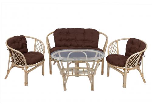  Комплект Багама с диваном и простыми коричневыми подушками (овальный стол), фото 1 