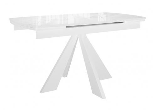  Стол DikLine SFU140 стекло белое мрамор глянец/подстолье белое/опоры белые (2 уп.), фото 1 