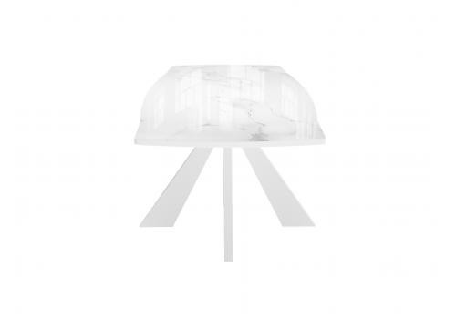  Стол DikLine SFU140 стекло белое мрамор глянец/подстолье белое/опоры белые (2 уп.), фото 5 