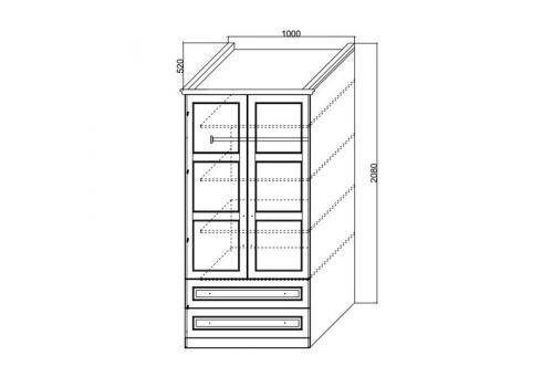 Каталея Ш-7 Шкаф 2-х дверный с глухими фасадами и ящиками, ваниль, фото 2 