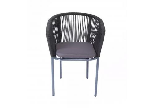  "Марсель" стул плетеный из роупа, каркас алюминий темно-серый (RAL7024) шагрень, роуп темно-серый круглый, ткань темно-серая, фото 2 