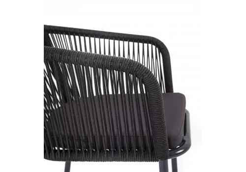  "Марсель" стул плетеный из роупа, каркас алюминий темно-серый (RAL7024) шагрень, роуп темно-серый круглый, ткань темно-серая, фото 4 