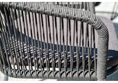  "Марсель" стул плетеный из роупа, каркас алюминий темно-серый (RAL7024) шагрень, роуп темно-серый круглый, ткань темно-серая, фото 7 