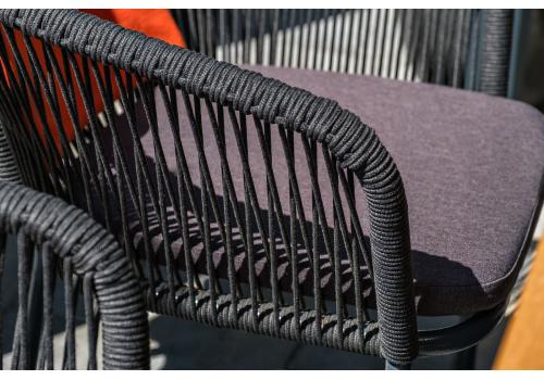  "Марсель" стул плетеный из роупа, каркас алюминий темно-серый (RAL7024) шагрень, роуп темно-серый круглый, ткань темно-серая, фото 19 