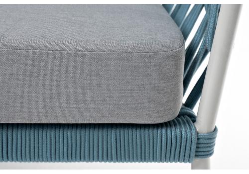  "Диего" диван 2-местный плетеный из роупа, каркас алюминий светло-серый (RAL7035) шагрень, роуп бирюзовый круглый, ткань светло-серая, фото 9 
