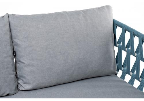  "Диего" диван 2-местный плетеный из роупа, каркас алюминий светло-серый (RAL7035) шагрень, роуп бирюзовый круглый, ткань светло-серая, фото 10 
