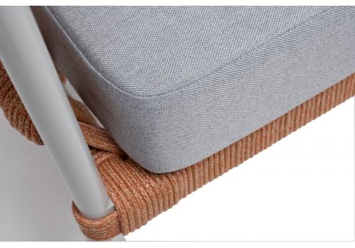  "Диего" диван 2-местный плетеный из роупа, каркас алюминий светло-серый (RAL7035) шагрень, роуп оранжевый меланж круглый, ткань светло-серая, фото 8 