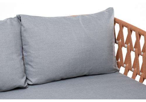  "Диего" диван 2-местный плетеный из роупа, каркас алюминий светло-серый (RAL7035) шагрень, роуп оранжевый меланж круглый, ткань светло-серая, фото 11 